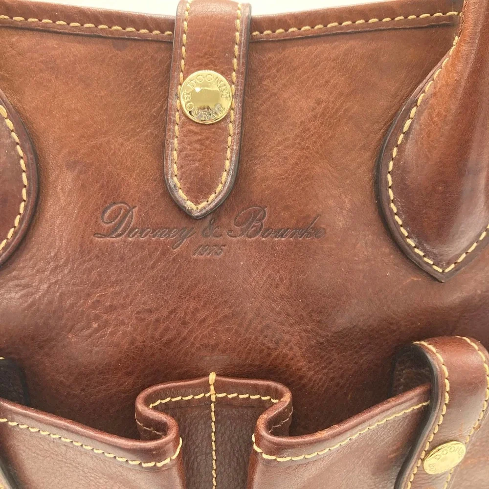 Dooney & Bourke Cognac “Lucy” Florentine Vacchetta leather shoulder bag - Picture 8 of 11